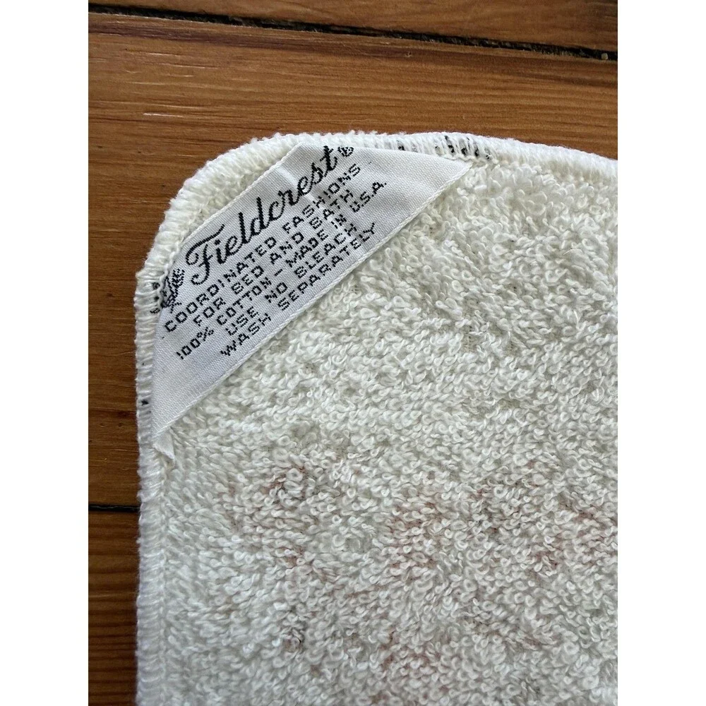 Vintage Fieldcrest Floral Bath Washcloth Towel 12x12 Multicolor Cotton USA Retro